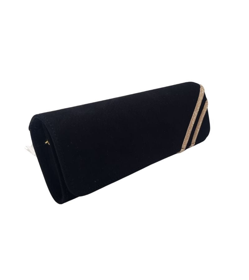 Emis Womens ONE SIZE / BLACK Emis Womens Flap Over Clutch Leather Suede Black Bag - T20 8126