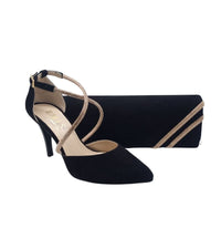 Emis Womens ONE SIZE / BLACK Emis Womens Flap Over Clutch Leather Suede Black Bag - T20 8126