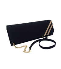 Emis Womens ONE SIZE / BLACK Emis Womens Flap Over Clutch Leather Suede Black Bag - T20 8126