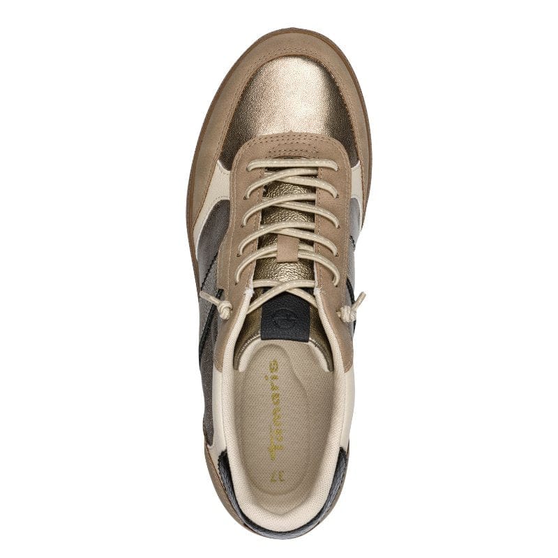 Tamaris Womens Tamaris Womens Gold Essentials Lace Up Fashion Trainer 1-23662-45