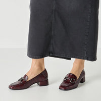 Tamaris Womens Tamaris Womens Burgundy Slip On Block Heels Shoes 1-24316-43
