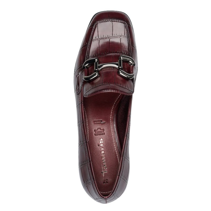 Tamaris Womens Tamaris Womens Burgundy Slip On Block Heels Shoes 1-24316-43