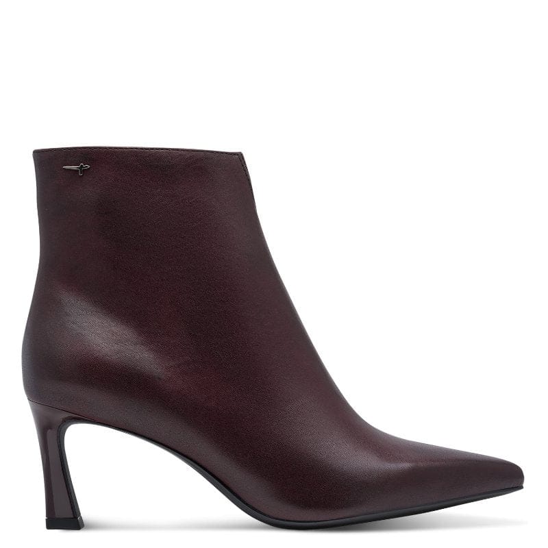 Tamaris Womens Tamaris Womens Burgundy Slip On Leather Ankle Boot 1-25320-47