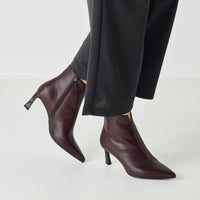 Tamaris Womens Tamaris Womens Burgundy Slip On Leather Ankle Boot 1-25320-47