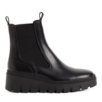 Tamaris Womens Tamaris Womens Black Low Wedge Leather Ankle Boot 1-25489-45