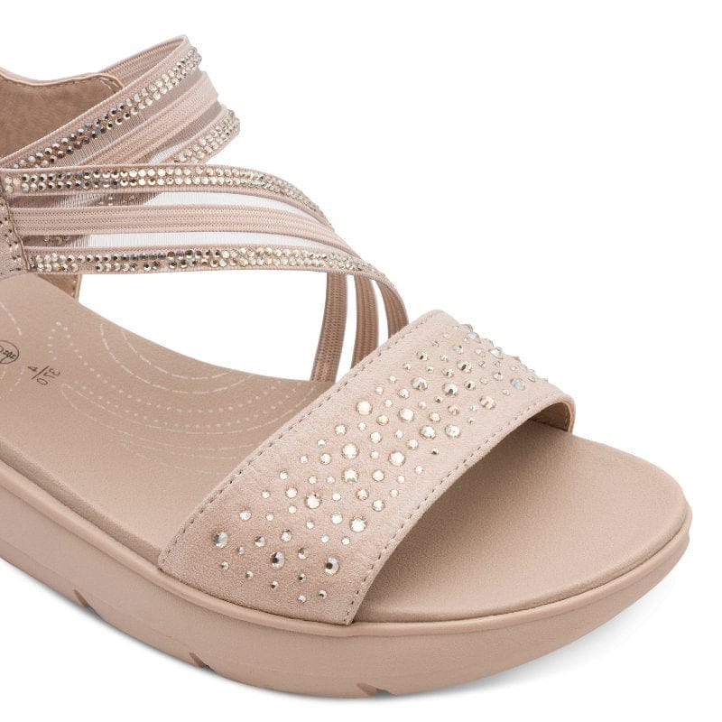 Jana Womens Jana Womens Nude Velcro Strap Wedge Sandal 8-28771-46