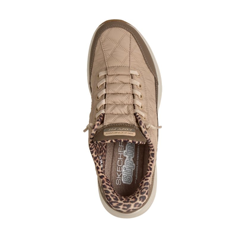 Skechers Womens Skechers Womens Beige Contour Foam Cozy Fit Leopard Dream Fashion Trainer - 150419