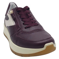 Ara Womens Ara Womens Burgundy Side Zip New York Fashion Trainer 12-25112-18