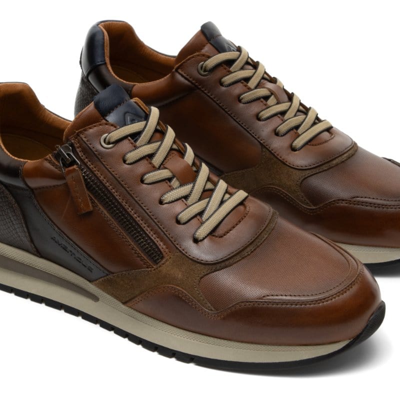 Ambitious Mens Ambitious Mens Tan Leather Temple Fashion Trainer - 13719-6584AM