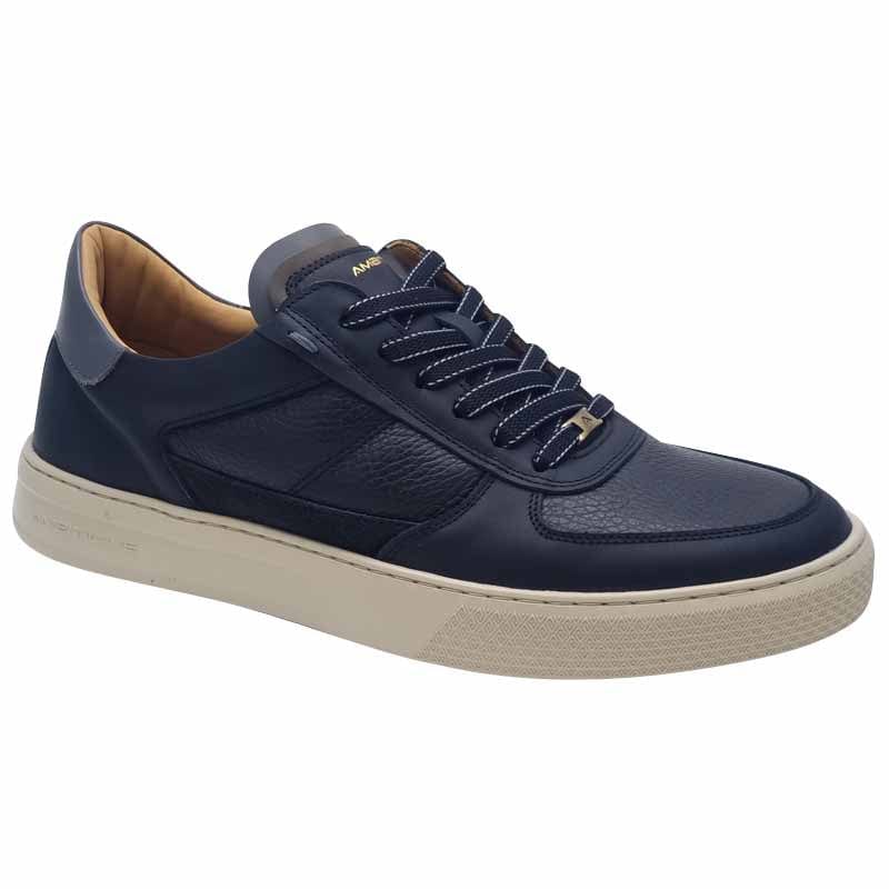 Ambitious Mens BLACK / 8UK Ambitious Mens Black Leather Anopolis Fashion Trainer - 14060-7331AM