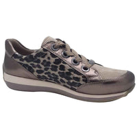 Ara Womens Ara Womens Beige Lace Up Side Zip Osaka Sneaker 12-64587-05