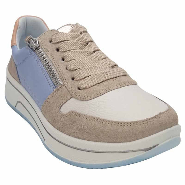 Ara Womens Ara Womens Beige Side Zip Sapporo Fashion Trainer 12-27540-89