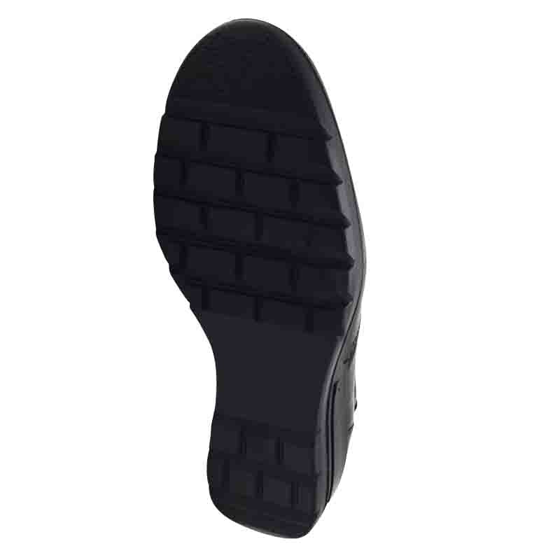 Ara Womens Ara Womens Black Leather Wide Fit Low Wedge Zurich Shoes 12-50613-10
