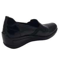 Ara Womens Ara Womens Black Leather Wide Fit Low Wedge Zurich Shoes 12-50613-10