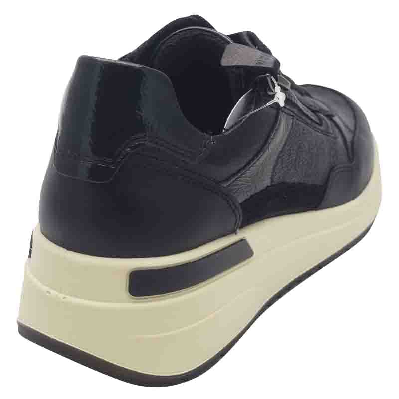 Ara Womens Ara Womens Black Side Zip Lace Up Garda Sneaker 12-57702-21