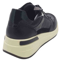 Ara Womens Ara Womens Black Side Zip Lace Up Garda Sneaker 12-57702-21