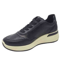 Ara Womens Ara Womens Black Side Zip Lace Up Garda Sneaker 12-57702-21