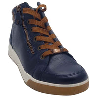 Ara Womens Ara Womens Blue Lace Up Side Zip Rom-Sport Sneaker 12-24499-92