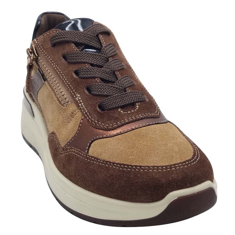 Ara Womens Ara Womens Brown Side Zip Garda Fashion Trainer 12-57702-26