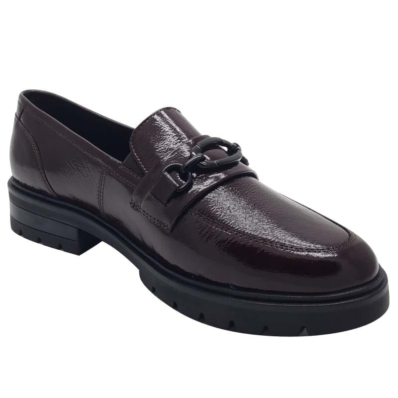 Ara Womens Ara Womens Burgundy Slip On Leather Wide Fit Cambridge Shoes 12-11219-19