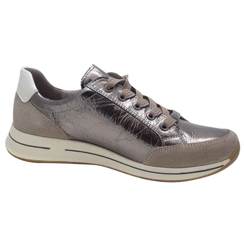 Ara Womens Ara Womens Cream Lace Up Side Zip Osaka Sneaker 12-54801-79