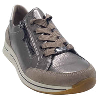 Ara Womens Ara Womens Cream Lace Up Side Zip Osaka Sneaker 12-54801-79