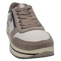Ara Womens Ara Womens Cream Lace Up Side Zip Sapporo Sneaker 12-27540-95