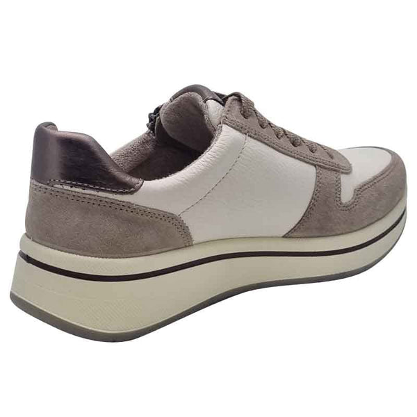 Ara Womens Ara Womens Cream Lace Up Side Zip Sapporo Sneaker 12-27540-95