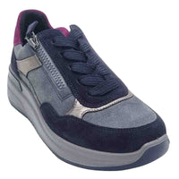 Ara Womens Ara Womens Grey Side Zip Lace Up Garda Sneaker 12-57702-22