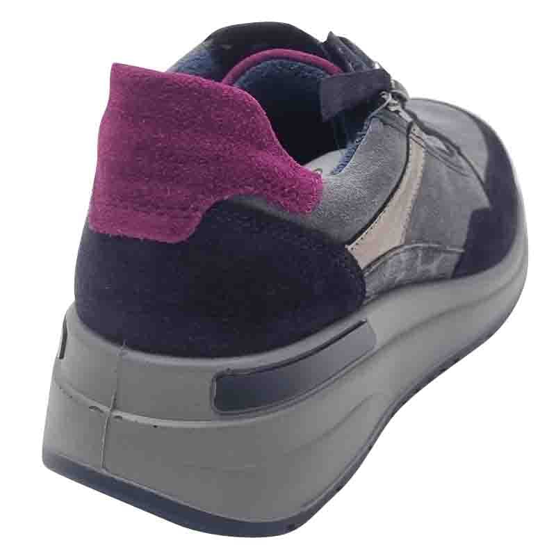 Ara Womens Ara Womens Grey Side Zip Lace Up Garda Sneaker 12-57702-22