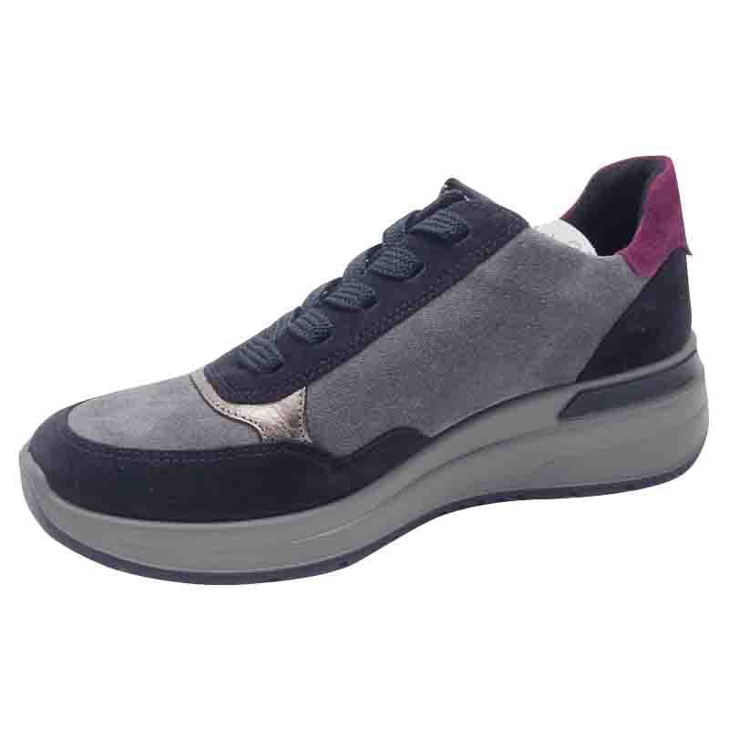 Ara Womens Ara Womens Grey Side Zip Lace Up Garda Sneaker 12-57702-22