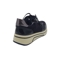 Ara Womens Ara Womens Navy Lace-Up Leather With Patent Sneaker - 12-27540-92