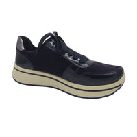 Ara Womens Ara Womens Navy Lace-Up Leather With Patent Sneaker - 12-27540-92
