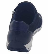 Ara Womens Ara Womens Navy Leather Wide Fit Comfort Side Zip Shoe Osaka - 12-44587