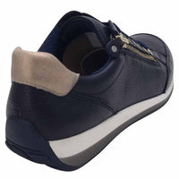 Ara Womens Ara Womens Navy Side Zip Leather Osaka Fashion Trainer 12-64587-12