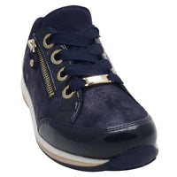 Ara Womens Ara Womens Navy Side Zip Wide Fit Osaka Fashion Trainer 12-64587-16