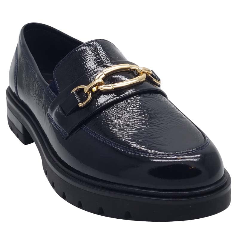 Ara Womens Ara Womens Navy Slip On Leather Wide Fit Cambridge Shoes 12-11219-14