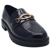 Ara Womens Ara Womens Navy Slip On Leather Wide Fit Cambridge Shoes 12-11219-14