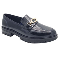 Ara Womens Ara Womens Navy Slip On Leather Wide Fit Cambridge Shoes 12-11219-14