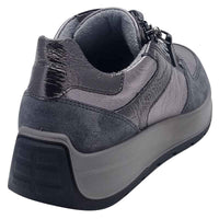 Ara Womens Ara Womens Silver Lace Up Side Zip New York Sneaker 12-25112-11