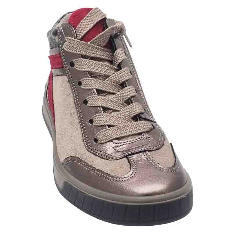 Ara Womens Ara Womens Taupe Red Leather Side Zip Rom Boot 12-50022-05