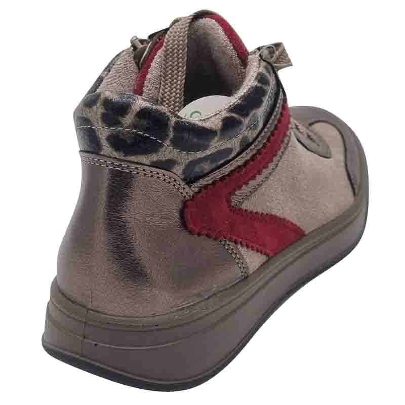 Ara Womens Ara Womens Taupe Red Leather Side Zip Rom Boot 12-50022-05
