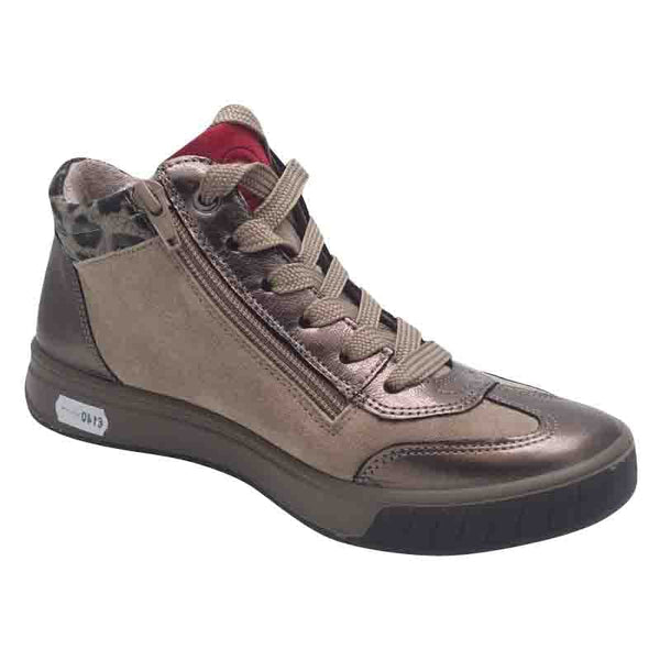 Ara Womens Ara Womens Taupe Red Leather Side Zip Rom Boot 12-50022-05