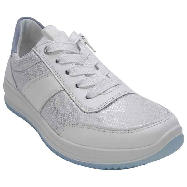 Ara Womens Ara Womens White Side Zip Wide Fit Osaka Fashion Trainer 12-25532-04