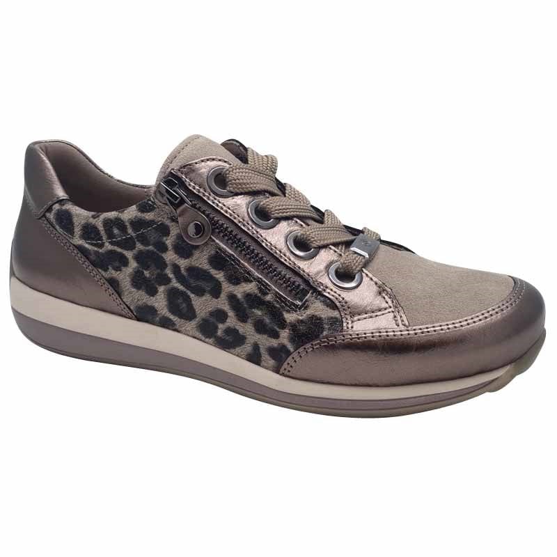 Ara Womens BEIGE / 4UK Ara Womens Beige Lace Up Side Zip Osaka Sneaker 12-64587-05