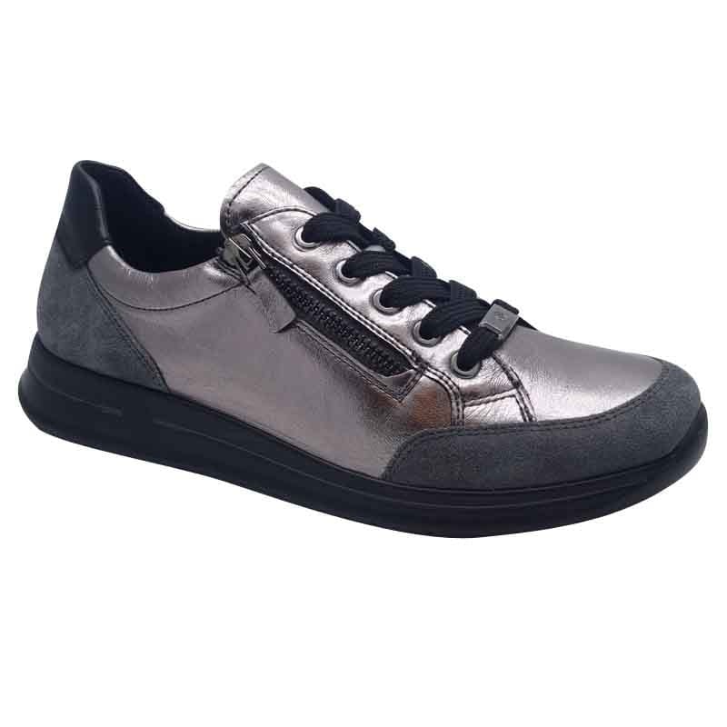 Ara Womens BLACK / 4UK Ara Womens Black Lace Up Side Zip Osaka Sneaker 12-54801-88