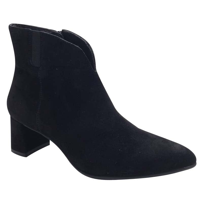Ara Womens BLACK / 4UK Ara Womens Black Side Zip Leather Block Heel Ankle Boot 12-52408-11