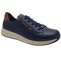 Ara Womens BLUE / 4UK Ara Womens Blue Lace Up Side Zip Osaka Sneaker 12-24801-22