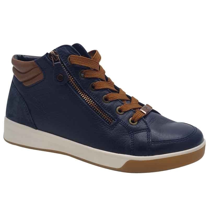Ara Womens BLUE / 4UK Ara Womens Blue Lace Up Side Zip Rom-Sport Sneaker 12-24499-92