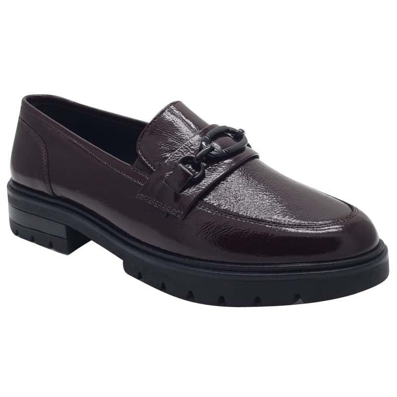 Ara Womens BURGUNDY / 4UK Ara Womens Burgundy Slip On Leather Wide Fit Cambridge Shoes 12-11219-19